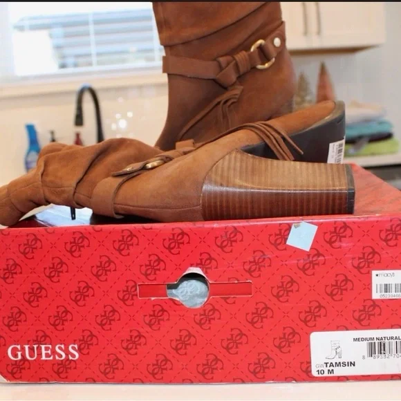 GUESS Women's Brown Heeled Boots - Picture 2 of 6